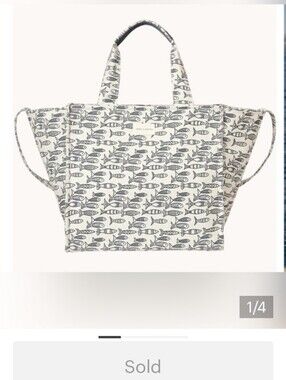 WANTED TO PURCHASE!!! Canvas Fish Print Tote Bag in White and Black - Women Bags